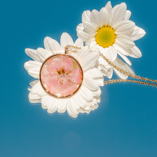 Long Necklace- Pink Larkspur