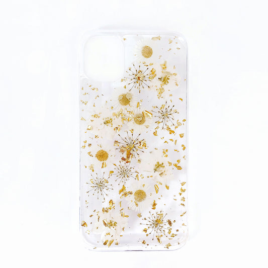 NEW IPHONE 14 Flower Phone Case-Golden White