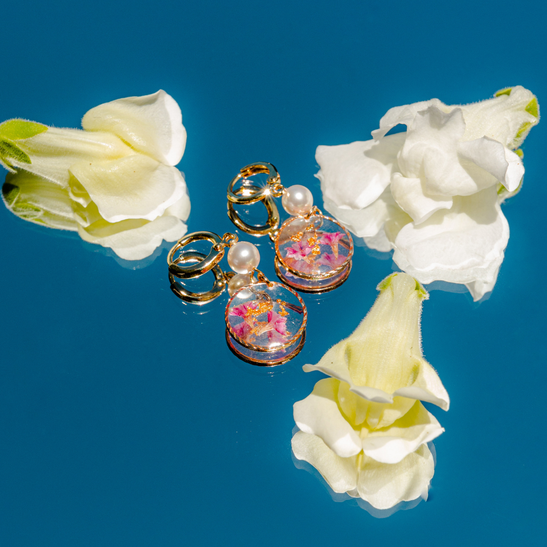 Floral Pearl Huggies