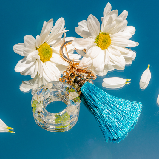 Flower Keyring-Blue Alphabet