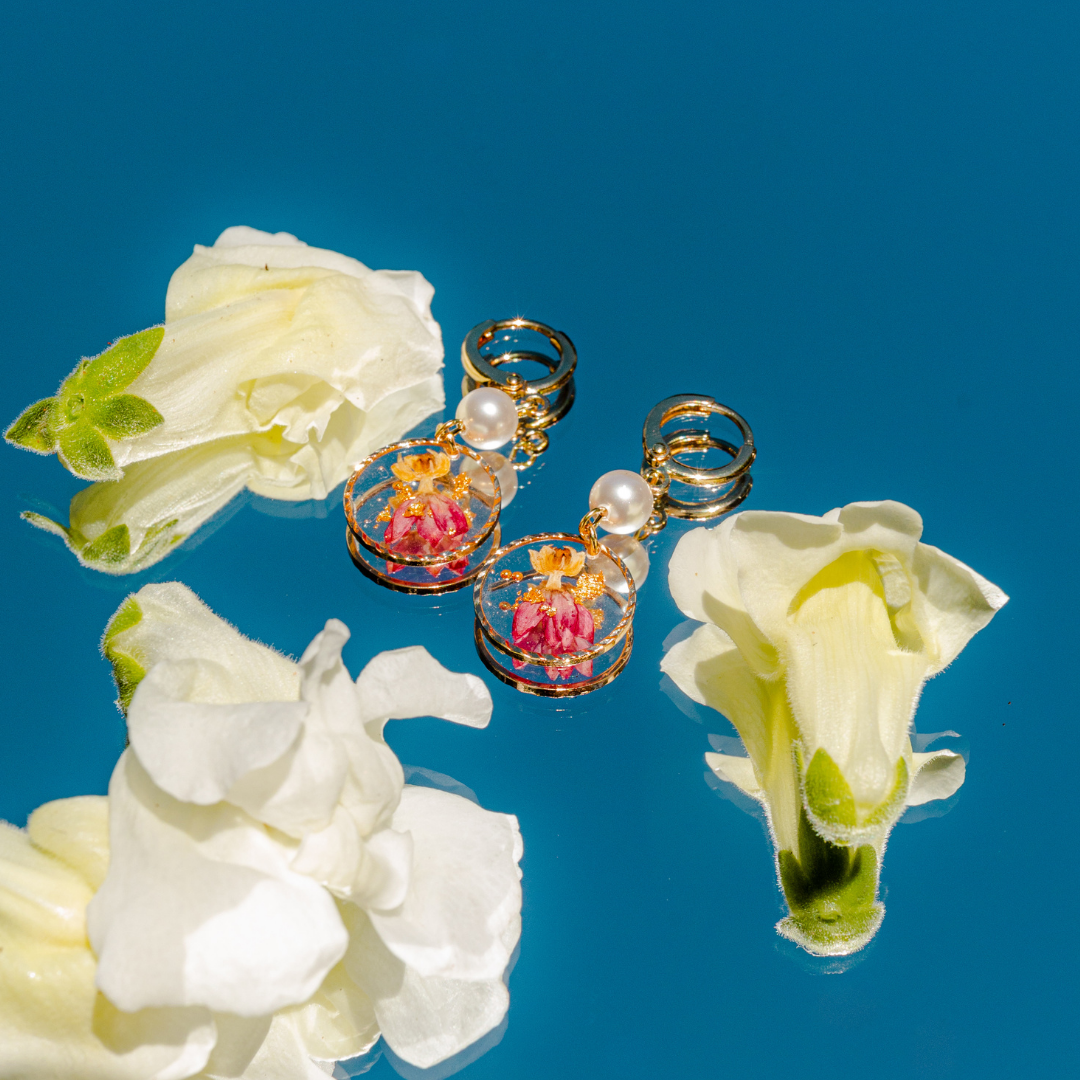 Floral Pearl Huggies