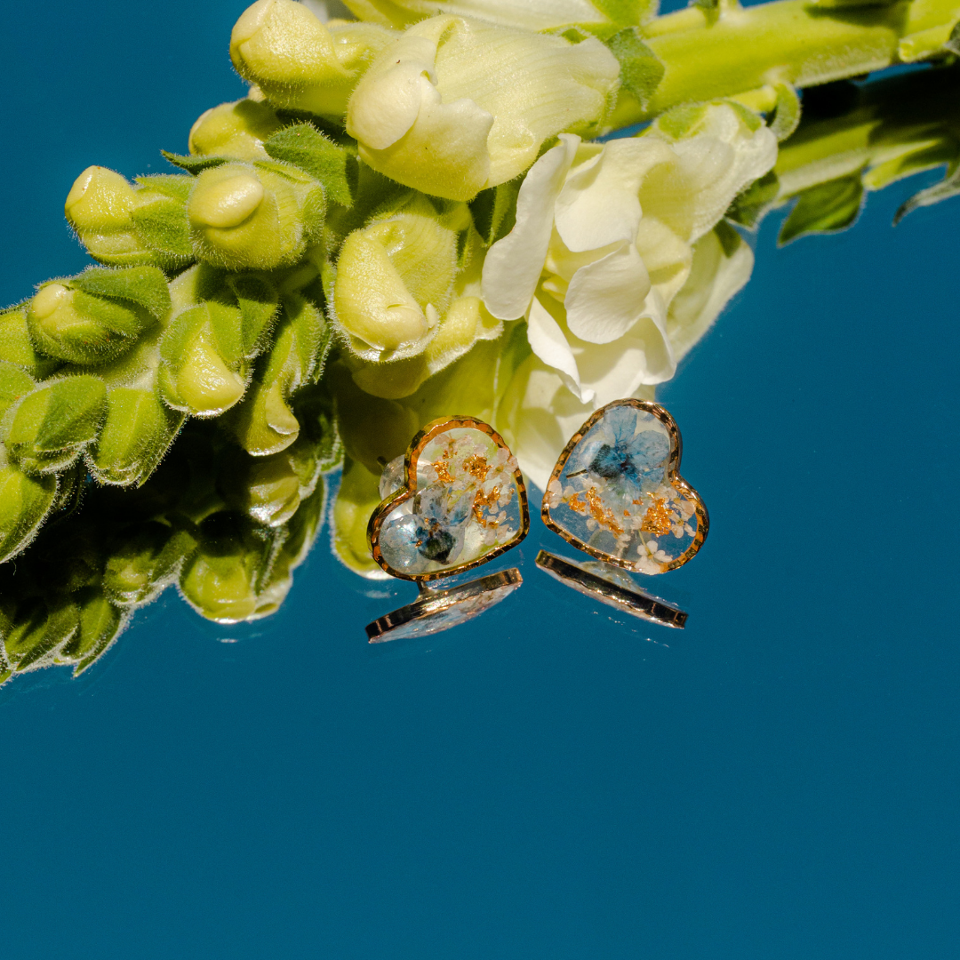 Heart Flower Studs