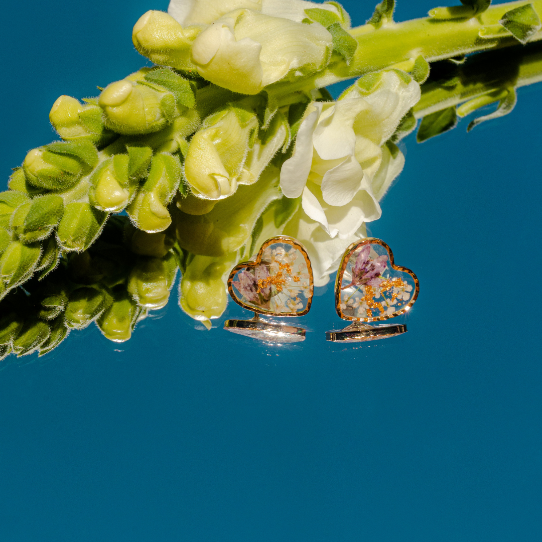 Heart Flower Studs