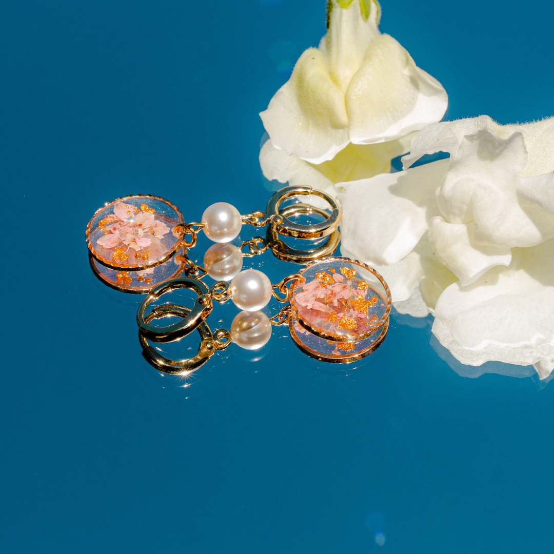 Floral Pearl Huggies