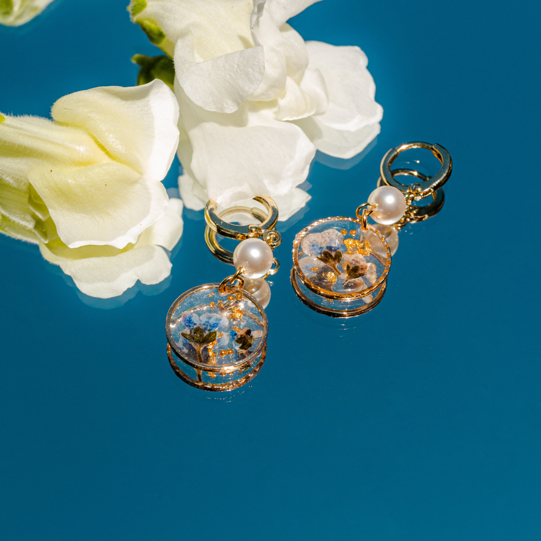 Floral Pearl Huggies