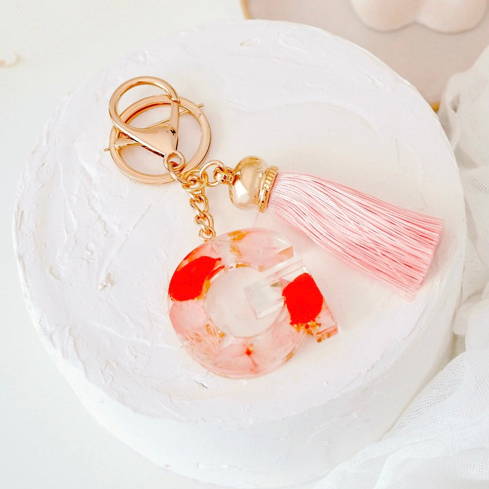 Flower Keyring-Pink Alphabet