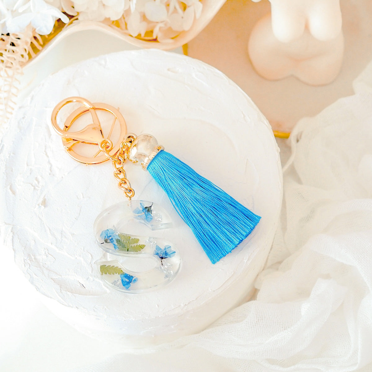 Flower Keyring-Blue Alphabet